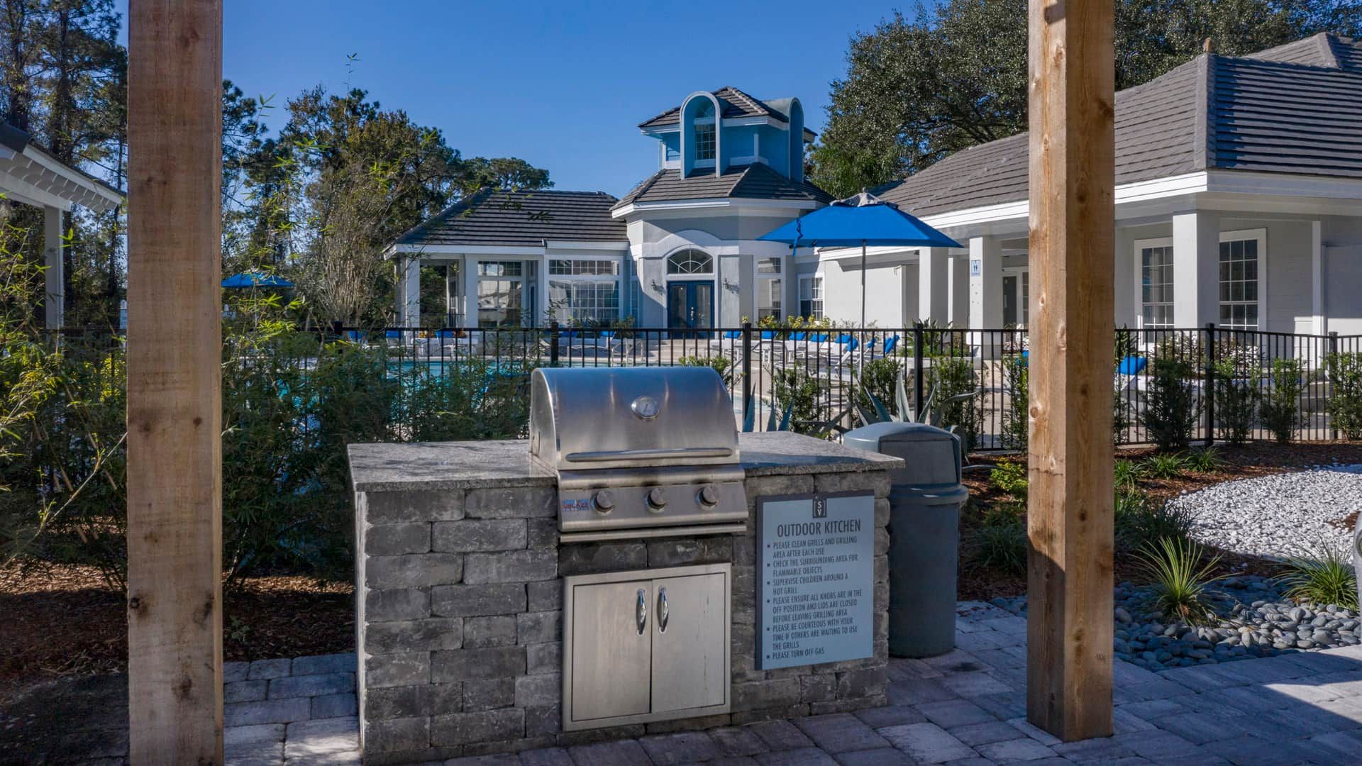 grilling station nearby pool